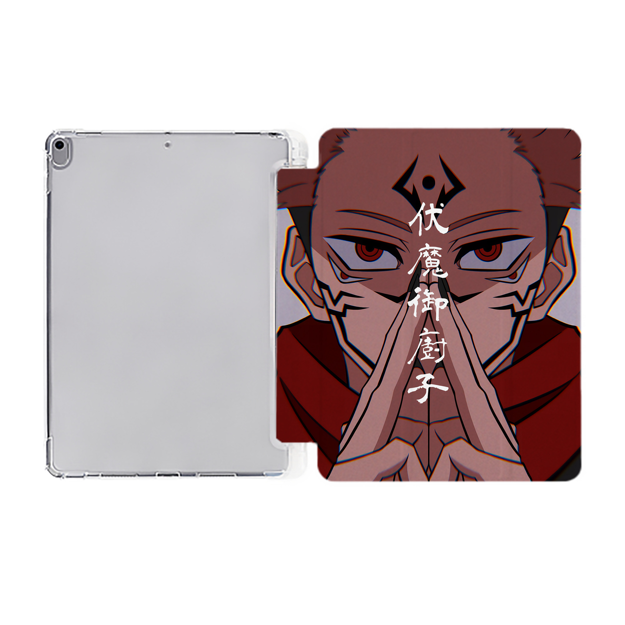 （画像用） 呪術廻戦 Jujutsu Kaisen IPad ケース ペン収納付き 三つ折りスタンド PUレザー×シリコン 対応機種9.5/10.5/10.9インチ